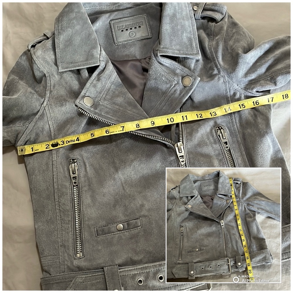 BLANK NYC Suede Moto Jacket Cloud Grey Size Small NWOT Genuine Leather Biker - Picture 12 of 12